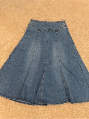 Vintage Denim long A-Line Skirt - Kikit. Festival Boho Hippie Denim